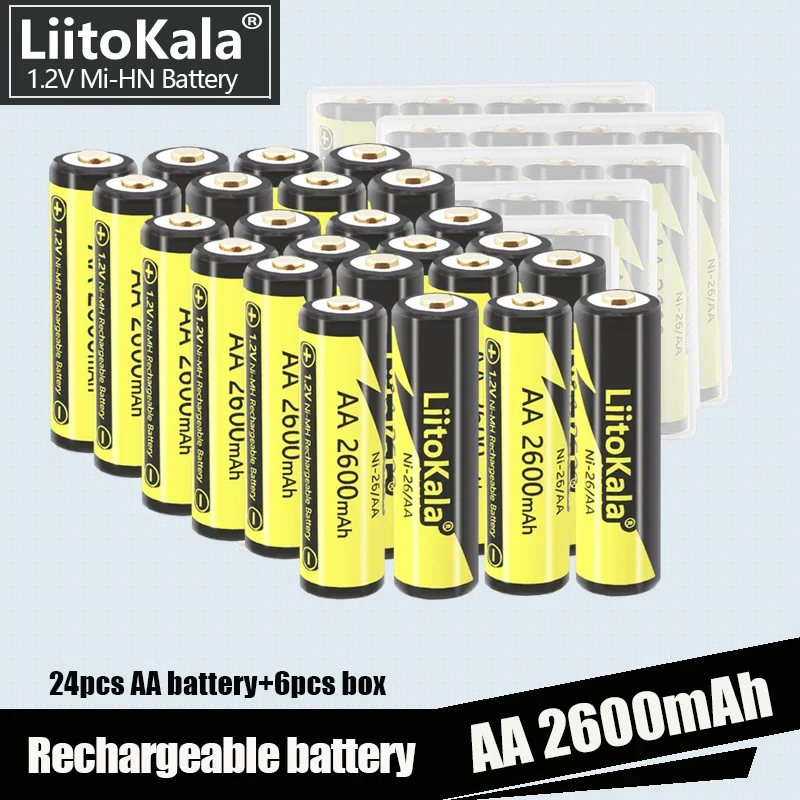 

Аккумуляторная батарея LiitoKala Ni-26/AA 1,2 V AA 2600mAh Ni-MH для пульта дистанционного управления мышью, 24 шт.