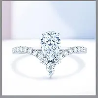 Pear-Shaped Drop Ring Women's 1CT Moissanite PT950 Platinum - Elegant drop shape, stable prong setting, for daily wear