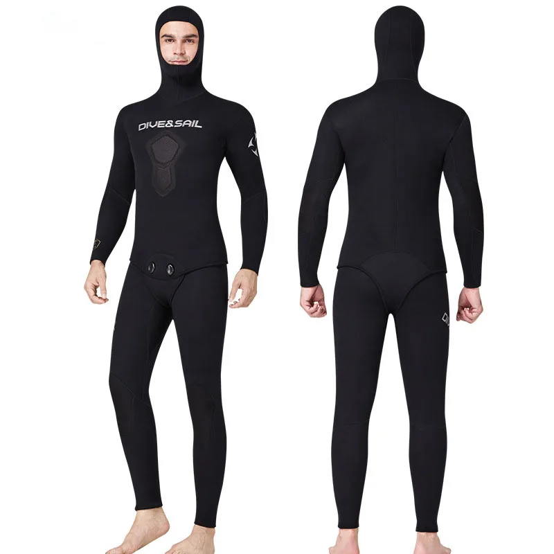 Men's Neoprene Diving Suit with Hat Underwater Fishing Full Body Suit Surf Snorkeling Professional Diving Suit Swimwear 1.5mm
