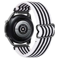 Adjustable Nylon Strap for Smartwatches - Elastic Bracelet Band Accessory (Stripe white black)