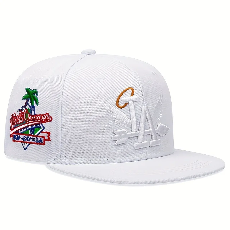 Snapback Cap Letter Wing Pattern Side Coconut Tree Embroidery Men's Casual Baseball Hat