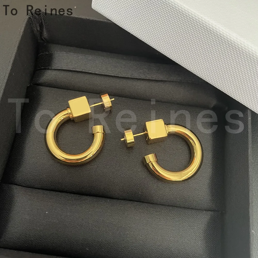 

To Reines New Retro Metalic Earrings Smooth Metal Hook Shape Simple Creative Design Detachable Fashion Women Temperament Jewelry