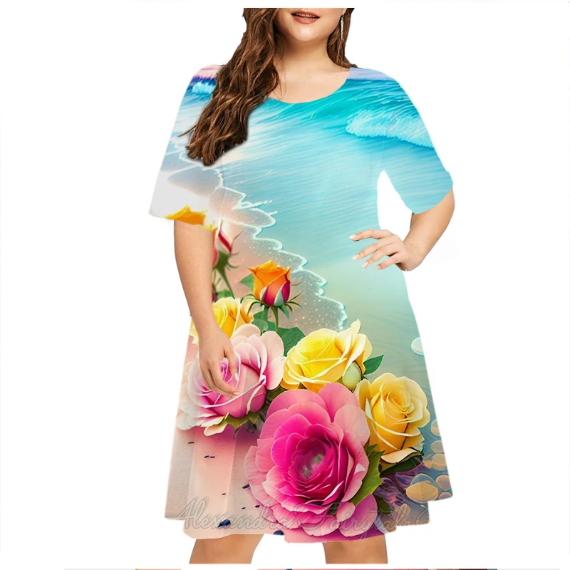 Girls Summer Dress Women's Fashion Short Sleeve Party Dress Funny