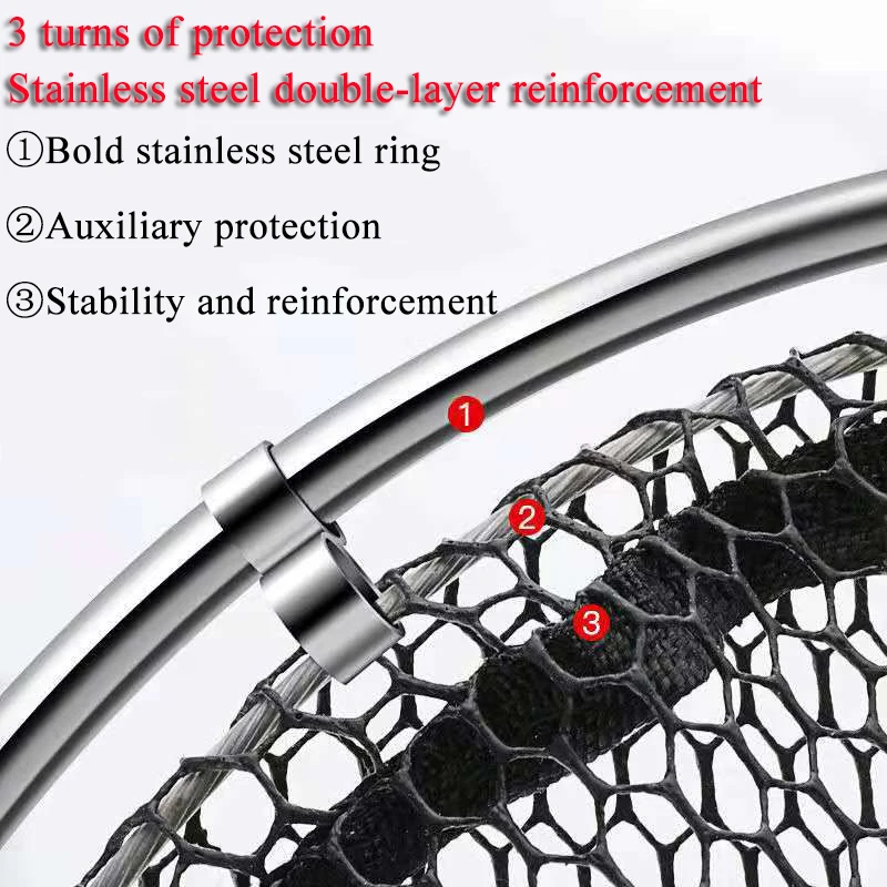 Fish Bag Stainless Steel Net Pocket Fish Protection Glued Protection Bag Folding Multi-function Thickened Fishing Net fishing landing net fishing net