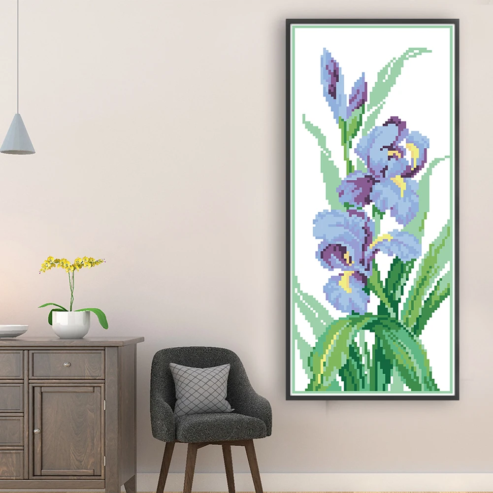 Partial Embroidery Bead 17x42cm Flower 9CT DIY Cross Stitch Kit for Bedroom Home