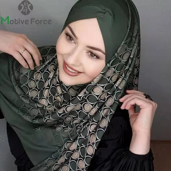 Muslim Printed Chiffon Hijab Abaya Dress Hijabs For Woman Abayas Women Jersey Head Scarf Shawl Turbans Instant Turban Arabic