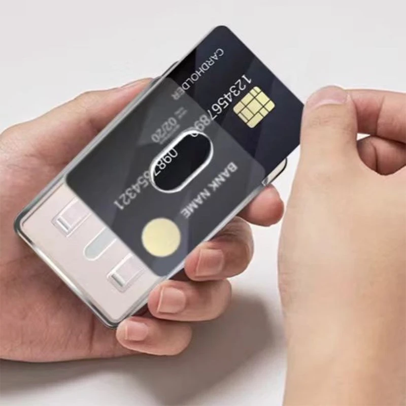 Frosted Transparent Magnetic Card Holder with Adhesive Backing