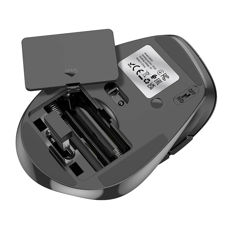 HOCO 듀얼 모드 비즈니스 무선 인체 공학적 마우스, PC 노트북용 USB 게이밍 컴퓨터 마우스, 2.4G/블루투스 6D 버튼, 1600 DPI, GM24