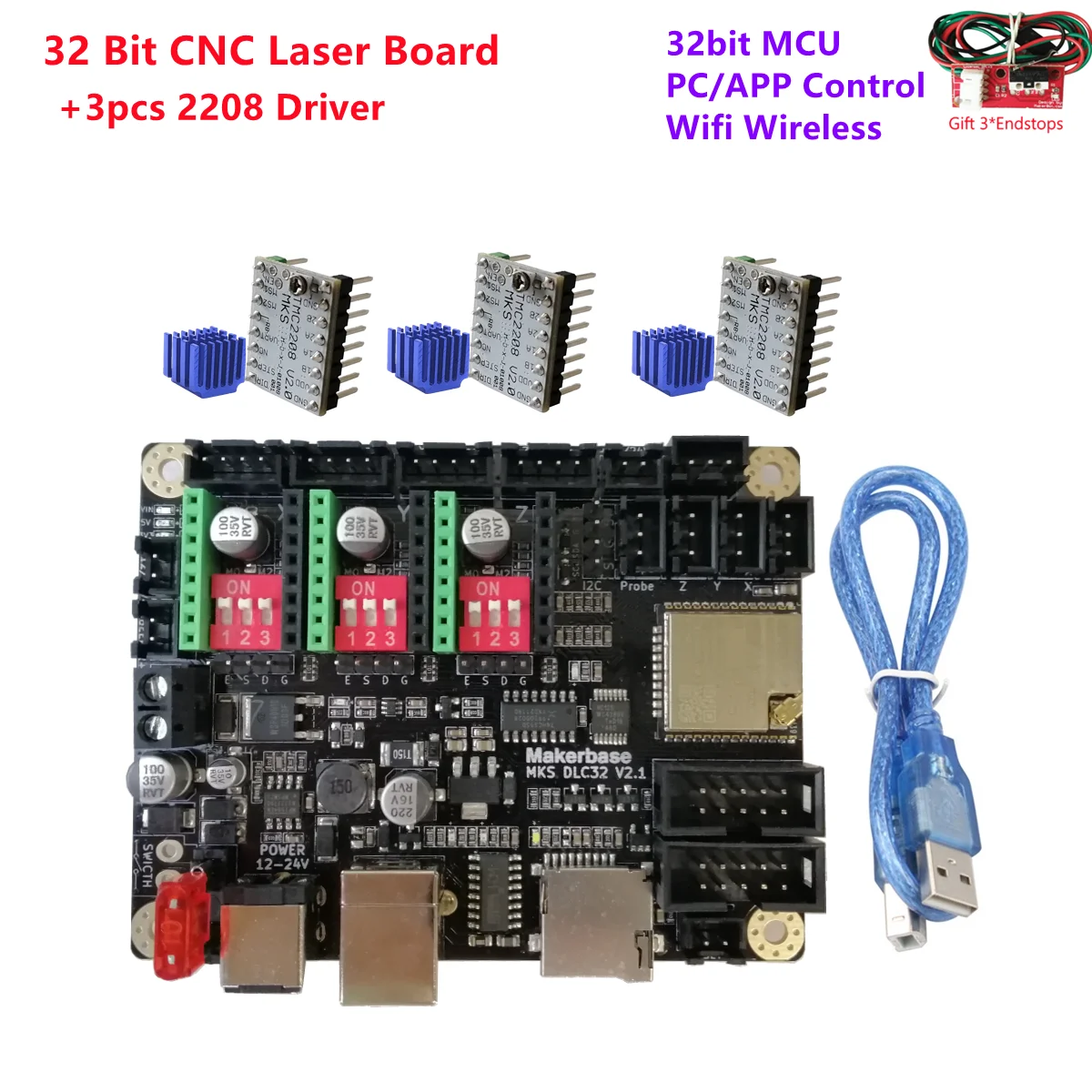 MKS-DLC32 V2.1 32-bits GRBL Offline Controller Board LCD Display Upgrade Kits voor CNC Laser Graveermachine