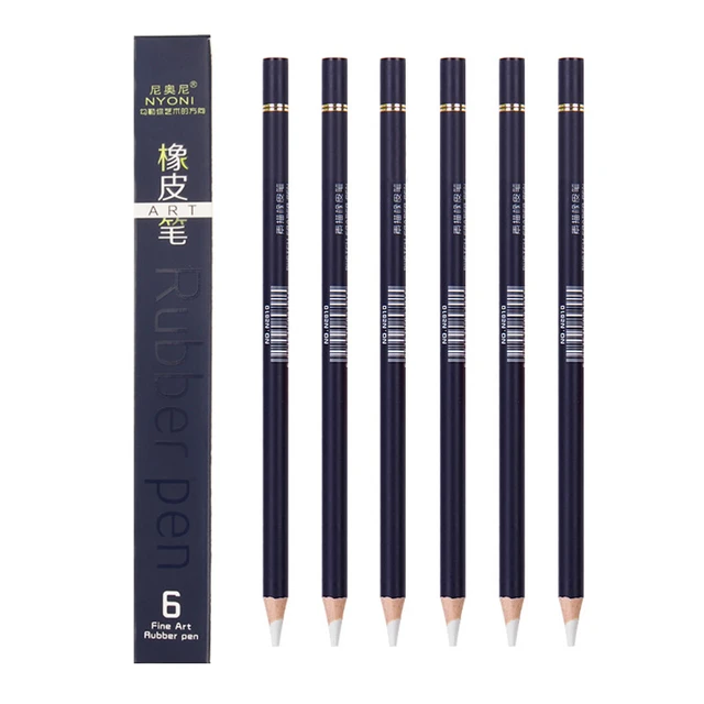 6PCS Artist Eraser Pencils Sketch Pencil Eraser Drawing Pen-Style Erasers  Ideal for Artist Beginners Home