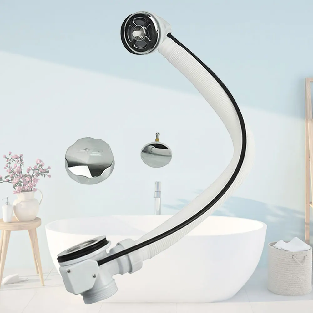 Bathtub Drain Strainer with Overflow Bathroom Kit Waste Finished Drainer Drain Pipe for Bathtub