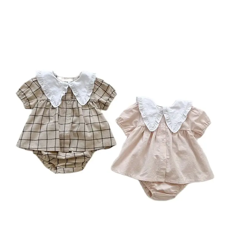 Cute Plaid Baby Clothing Set for Girls