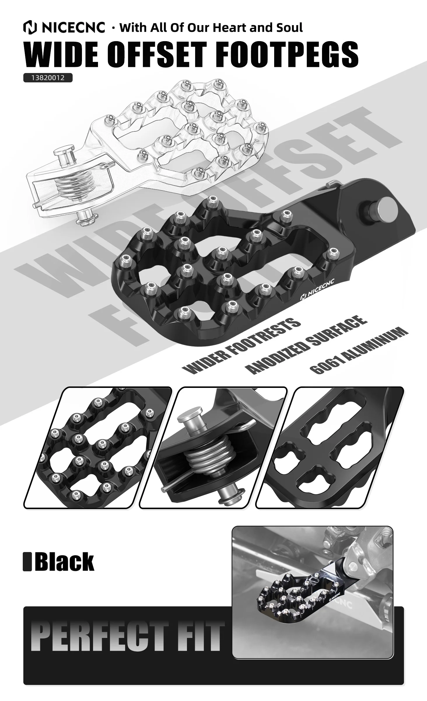 NICECNC Breite Fußrasten für BMW R1250GS Adventure R 1250 GS 2019-2024 und BMW R1200GS Adventure R 1200 GS 2013-2018 – Detail 1