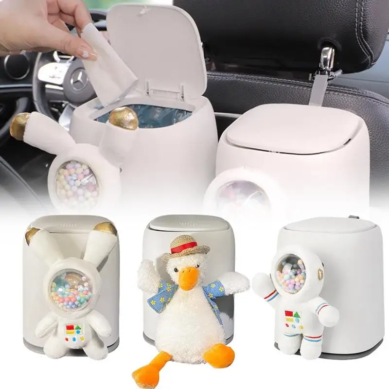 

Car Hanging Trash Can Universal Car Trash Bin Auto Back Seat Cartoon Storage Bucket Waterproof Press Type Car Garbage Can