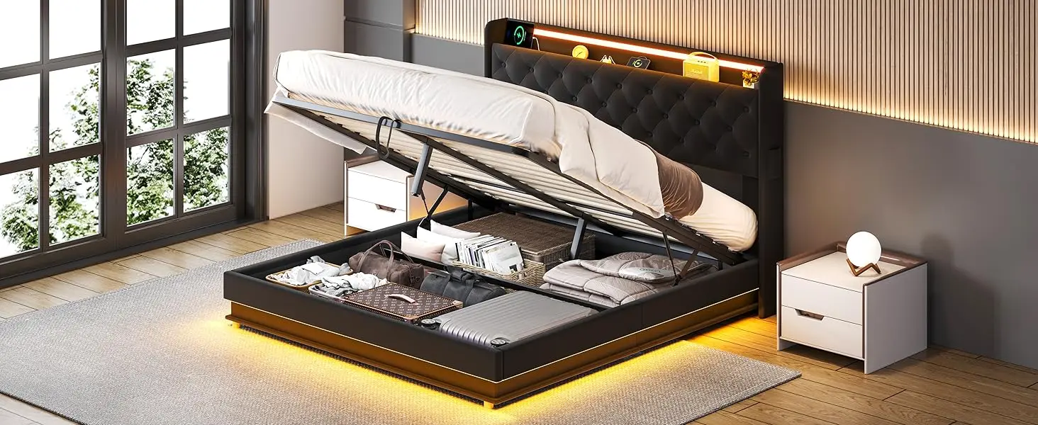 Queen size bed frame with storage lift up storage bed queen bed frame camas queen