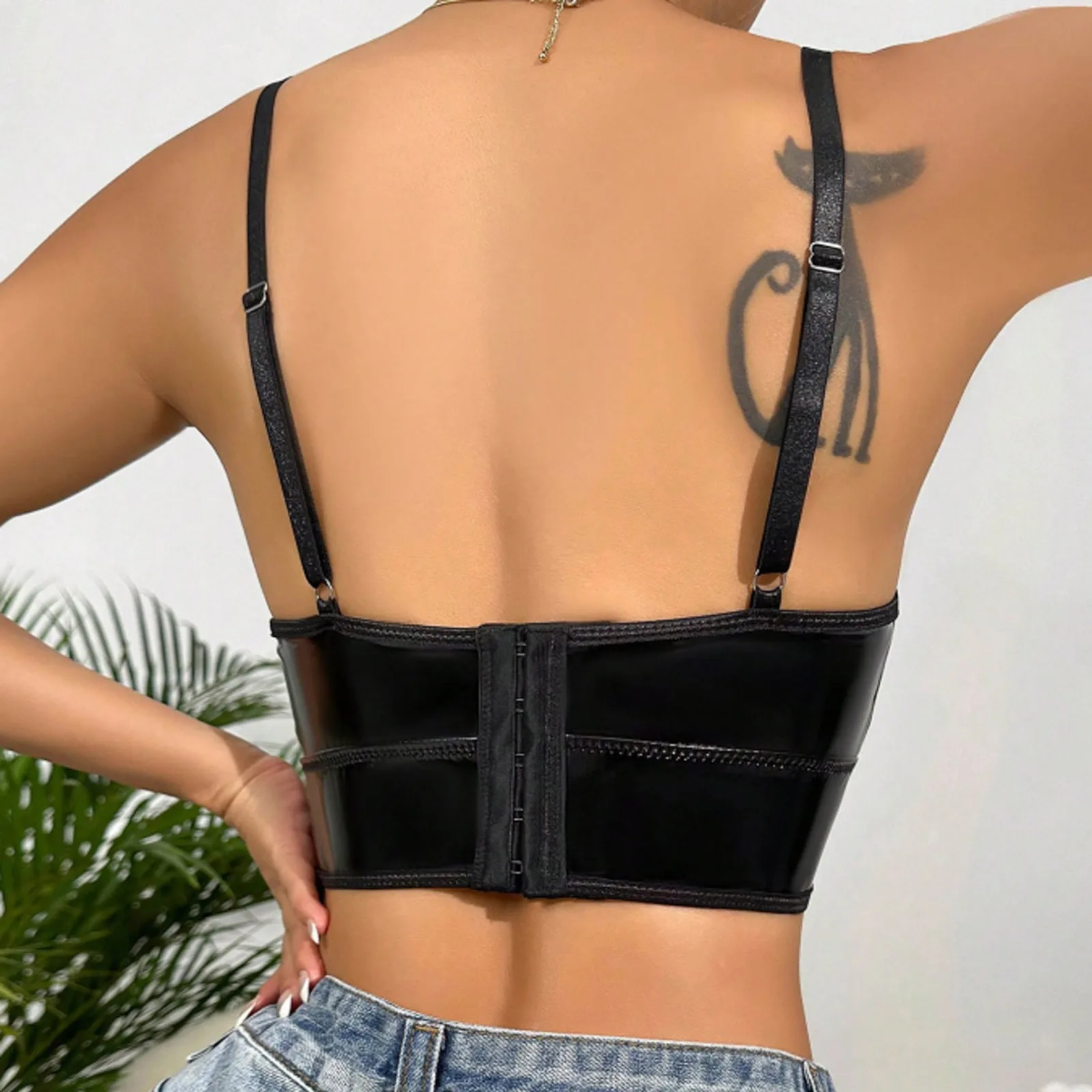 Women Sexy Glossy Leather Bra Sex Lingerie Metal Ring Hollow Latex Push Up Bralette Tops Bra Women Clubwear erotic lingerie