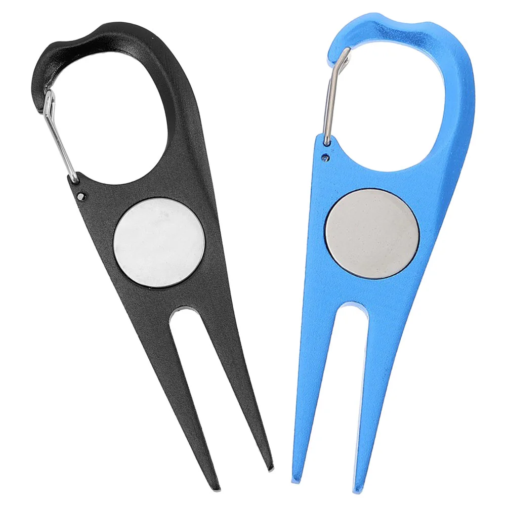 

2 Pcs Green Repair Tools Golfing Accessories Outdoor Golfs Divot Fork Stainless Steel Repairing Turf