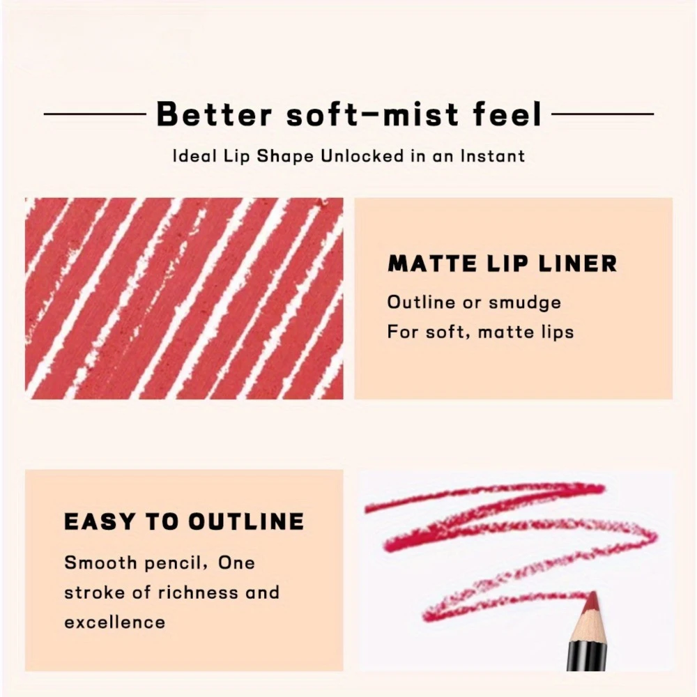 12 Colors Nude Matte Lipstick Pencil Sets Long-lasting Waterproof Lip Pencil High Pigmented Lip Liner Lip Makeup Tools 5