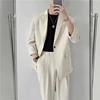 2022 Fashion Summer 2-piece Set Solid Color Single-breasted Casual Simple Student Wear Homme Loose Suits Wear (Blazers + Pants) 5