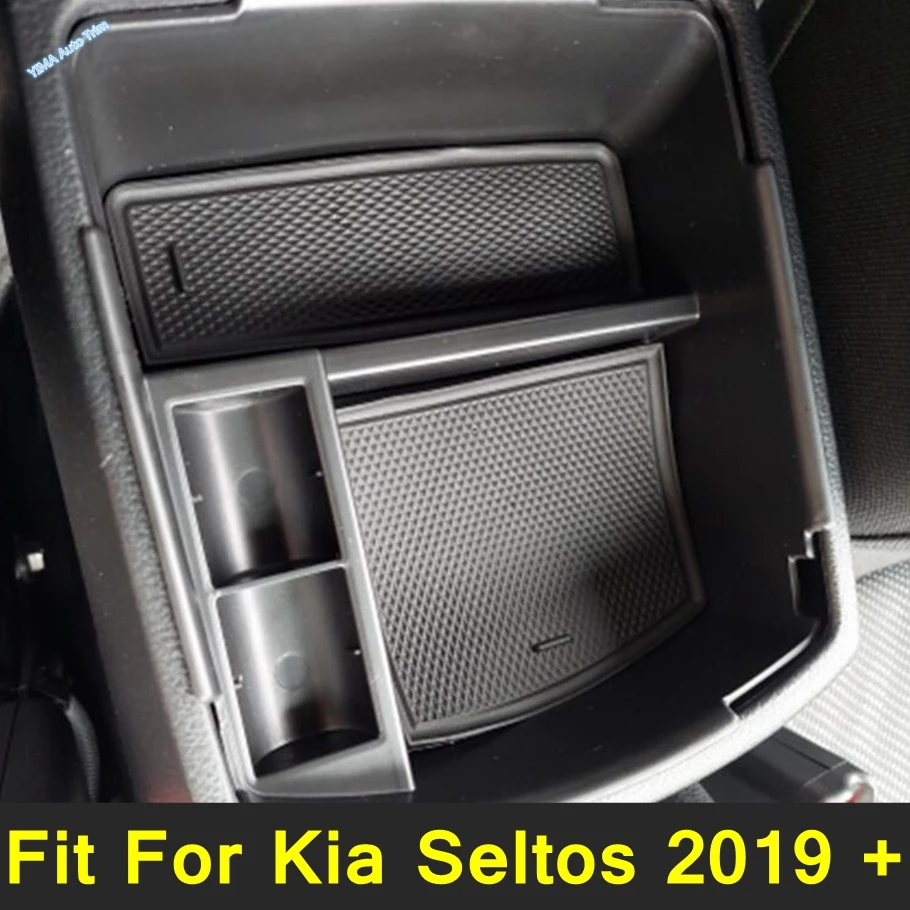

Armrest Center Console Storage Box Container Glove Organizer Case Fit For Kia Seltos 2019 - 2022 Black Car Interior Accessories