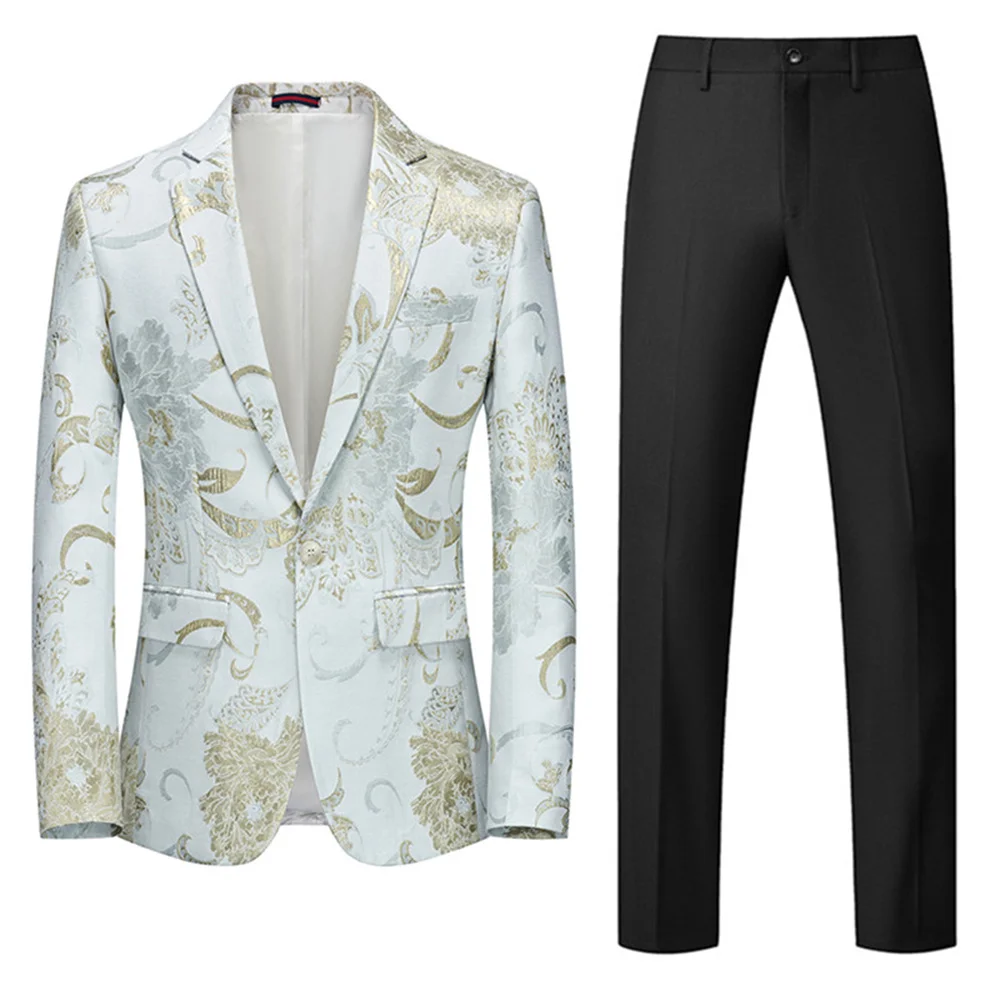 Elegant Male Suit 2023 New in Business British Style Men's Classic Black Jacquard Suit Formal Classic Prom Party Male Suits