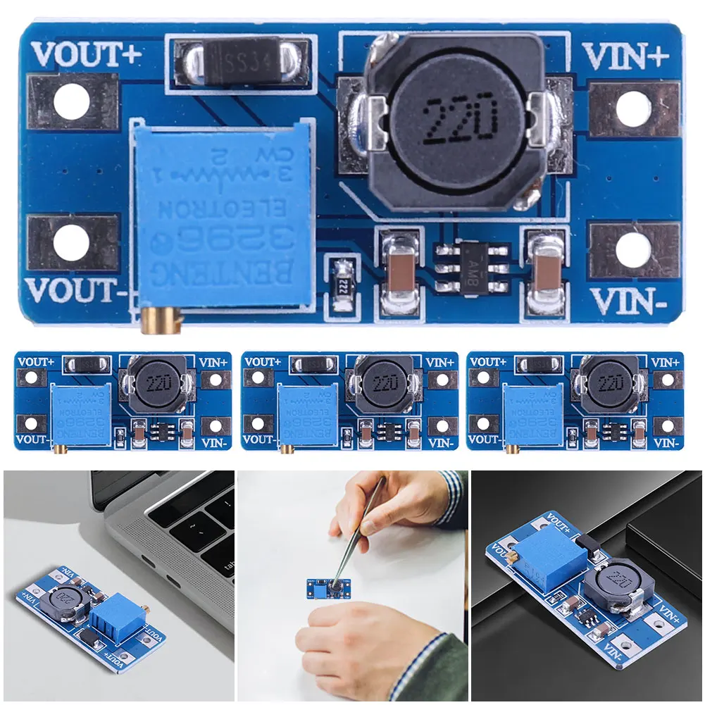 MT3608 부스트 모듈 DC-DC 스텝 업 전원 적용 모듈, 2A 최대 2V-24V  5 V, 9 V, 12 V, 28V