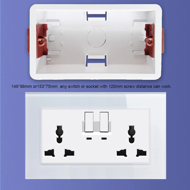 120mm Screw Distance Dry Lining Box For Gypsum Board Drywall Plasterboad 47mm Depth Wallpad 9M 3*6 Wall Switch Socket Cassette