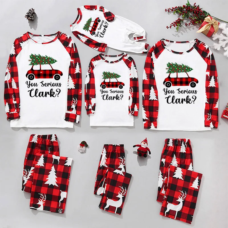 thumbnail image 1 of Conjuntos familiares a juego Pijamas navideños para familias Madre Niños Estampado de árboles Ropa de dormir navideña Conjuntos de ropa de estilo familiar Ropa de dormir, 1 of 5