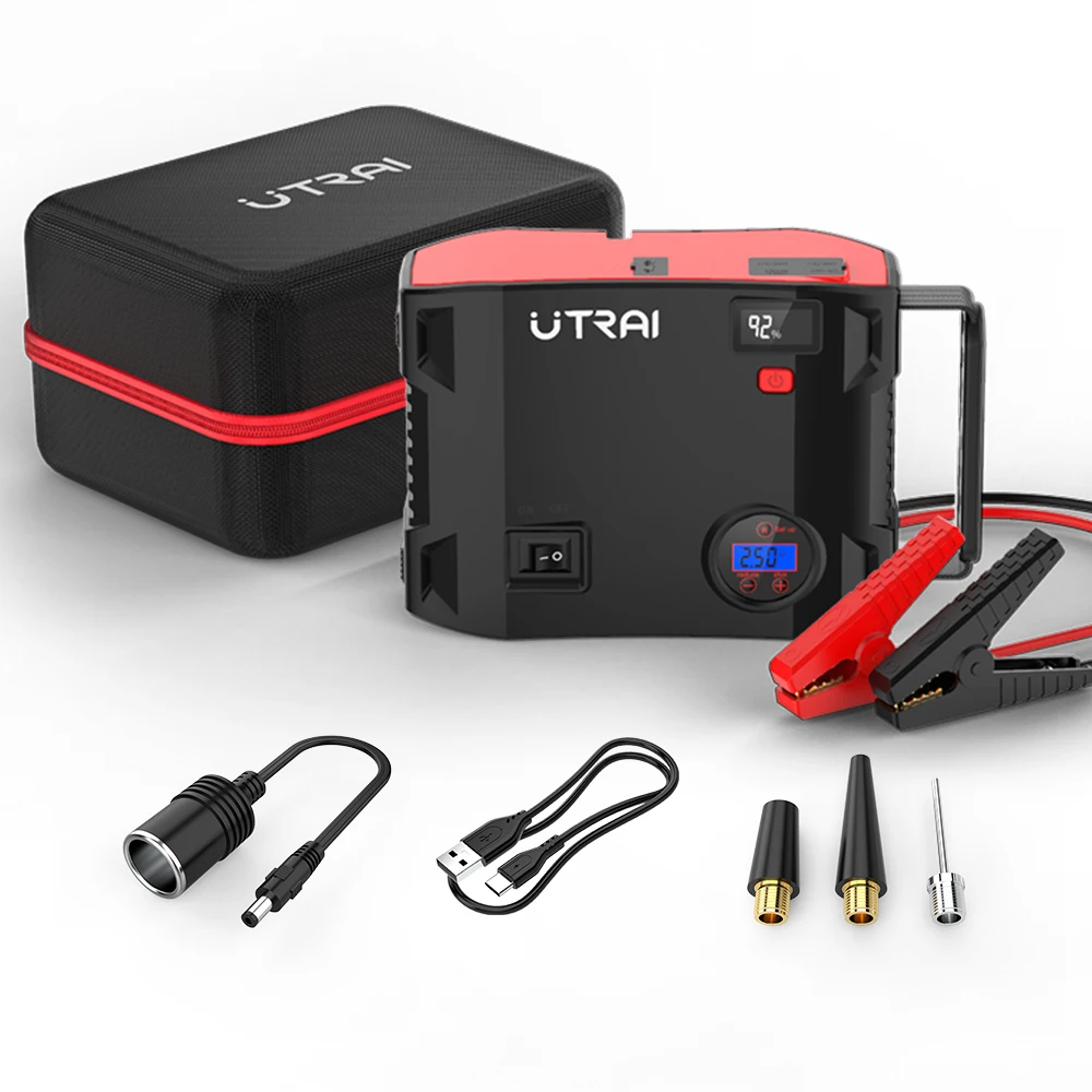 Utrai Car Jump Start Power Booster 12V Con Pompa Per Pneumatici 5W Torcia Elettrica Auto Batteria Emergenza 2000A Jump Sarter Best Seller