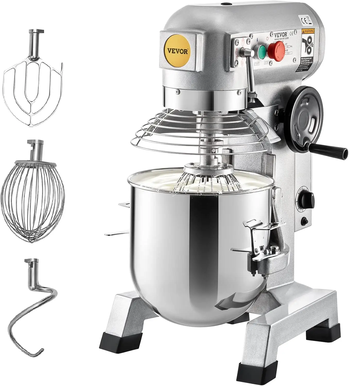 Commercial Stand Mixer, 15Qt Stainless Steel Bowl, 500W Heavy Duty Electric Food Mixer with 3 Speeds Adjustable 113/184/34