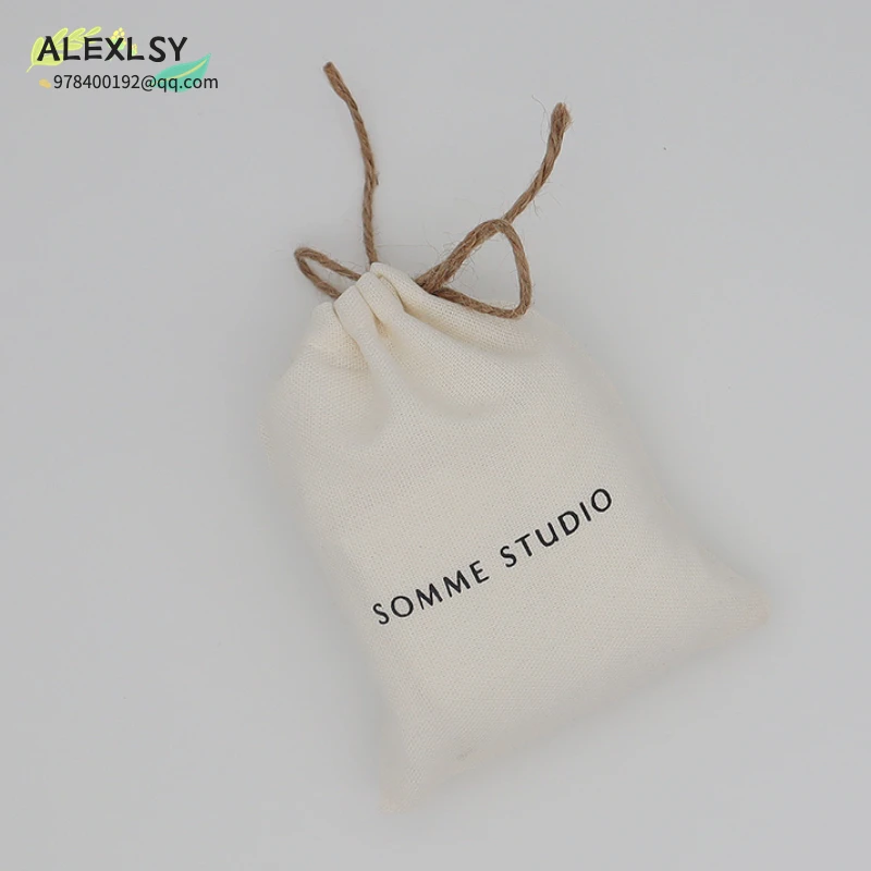 Hight Quality Linen Gift Bags Soap Packing Jewelry Cosmetic Cotton Linen Drawstring Pouches Wedding Sachet Print Logo Custom