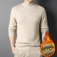 Wool 2024 Brand New Men's Cashmere Sweater Half Turtleneck Men Sweaters Knit Pullovers for Male Youth Slim Knitwear Man Sweater 1
