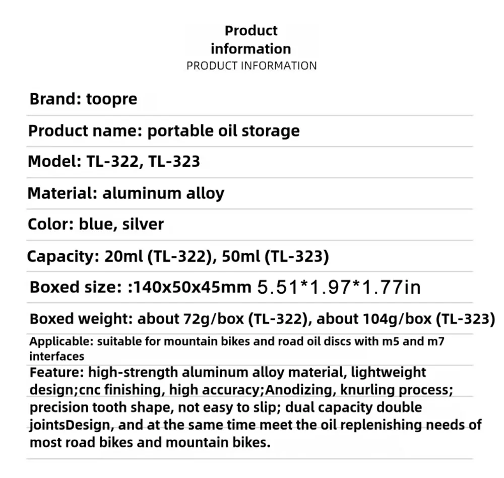 TOOPRE Fahrrad Öl Topf Tragbare Mountain Road Fahrrad Öl Lagerung Tank Radfahren Disc Bremsscheibe Bremse Öl Nachfüllen Werkzeug Outdoor Reparatur – Detail 2