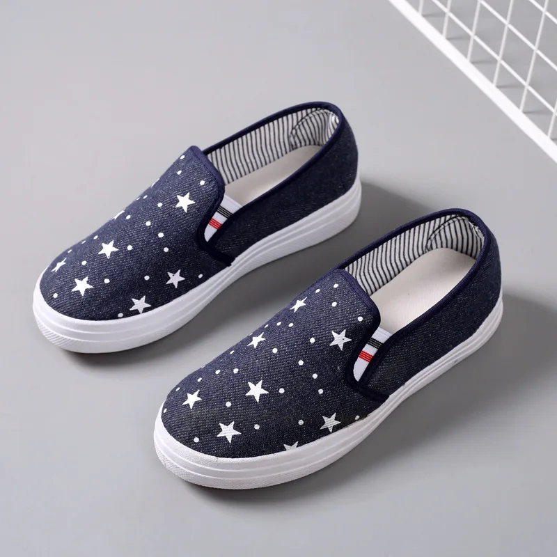 Scarpe Di Tela Sportive Casual Estive Scarpe Slip-On Da Donna Fashion Pentagram Print Louboutins Untied Mouth Design