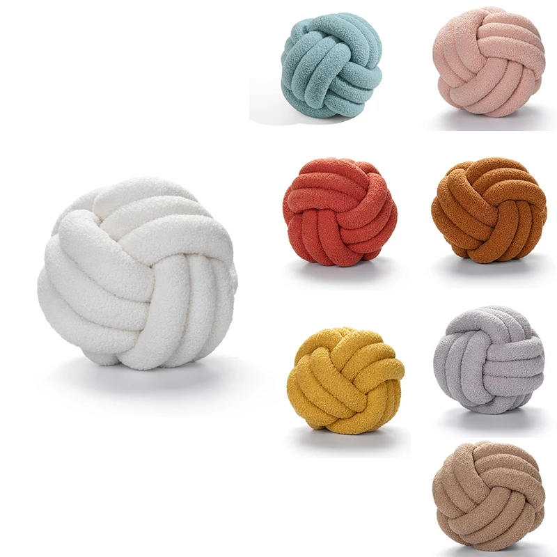 

Soft Plush Knot Cushion Sofa Throw Pillow For Living Room Round Hand Woven Cushion Throw Pillow Round