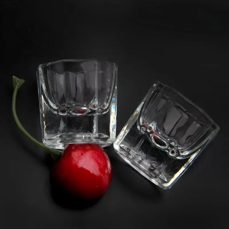 뚜껑이 있는 1/2 팔각형 작은 크리스탈 컵, 크리스탈 네일 제작용 특수 액체 컵으로 사용