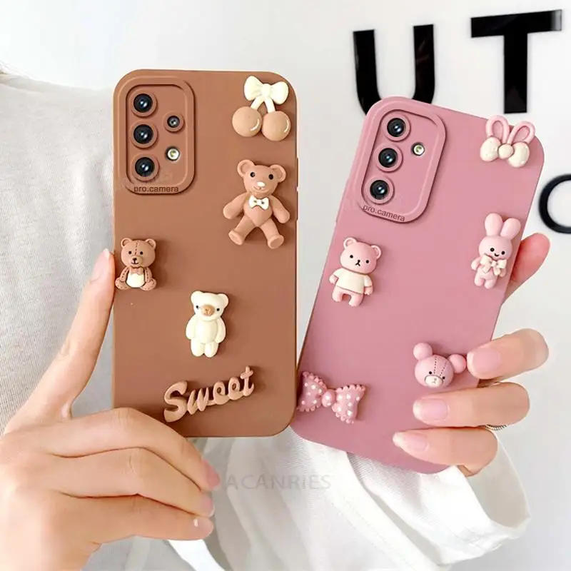 Cute 3D Bears Silicone Cartoon Back Cover