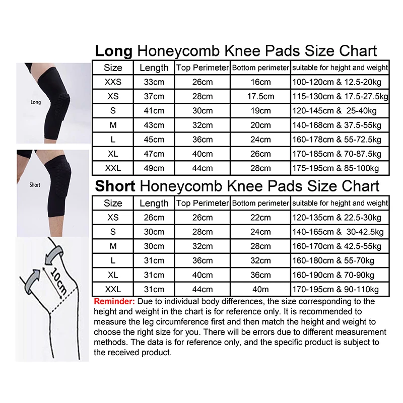 AERFEY 2PC Honeycomb Basketball Knee Pads Sport Volleyball Football Safety Training Knee Support Protector Brace Compression Leg