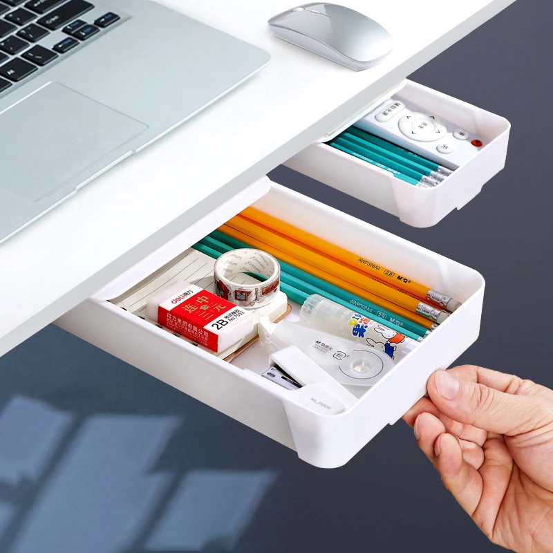 Under Desk Drawer Hidden Under Table Storage Box Self Adhesive Pen