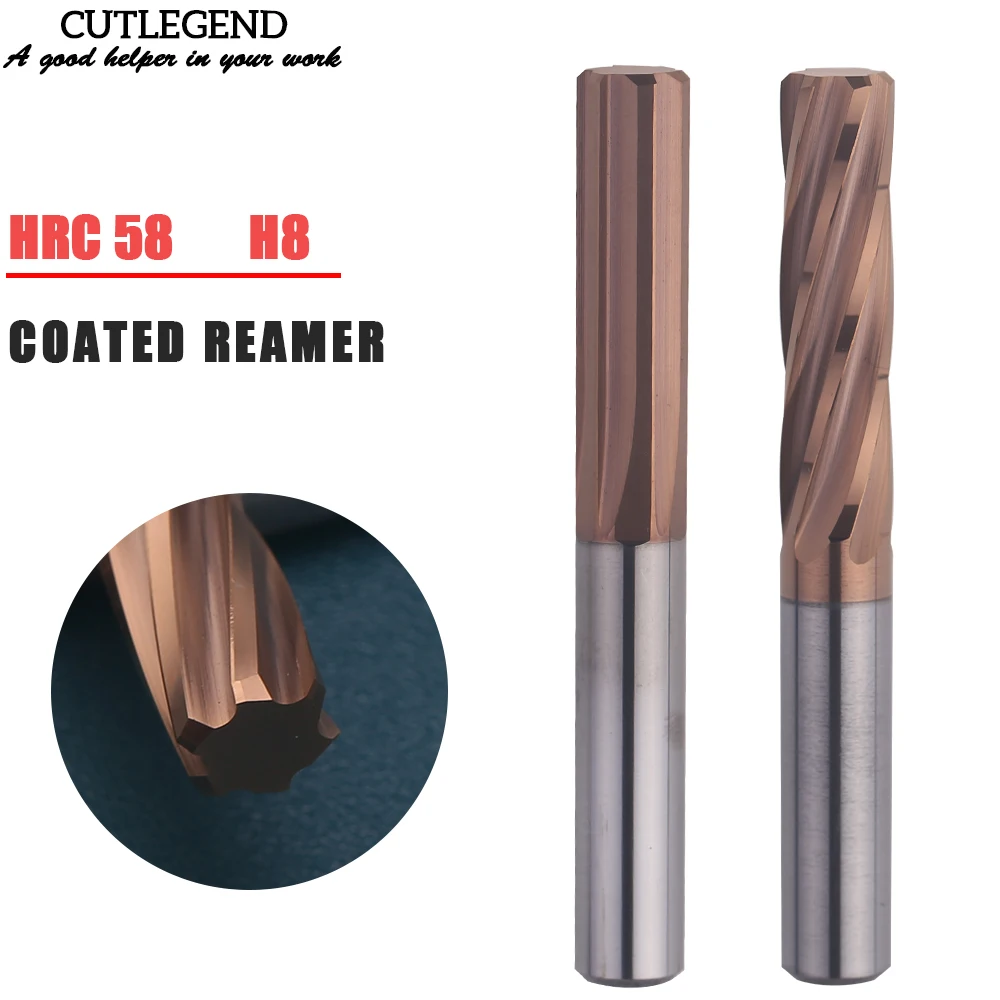 카바이드 기계 리머 코팅 직선 및 나선형 플루트 H8 공차 처킹 경화 강철 금속 커터, 6 플루트 CNC 4 ~ 20mm