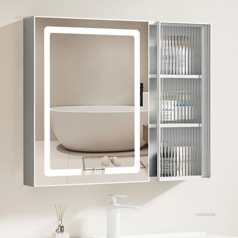 Modern Aluminum Alloy Bathroom Smart Mirror Cabinets Separate Wall-mounted Bathroom Integrated Organizer Storage Cabinet E