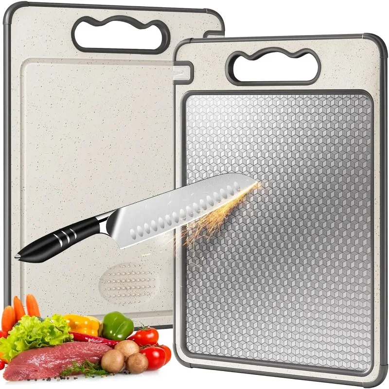 1PCS Stainless Steel Double-Sided Cutting Board Kitchen Chopping Board