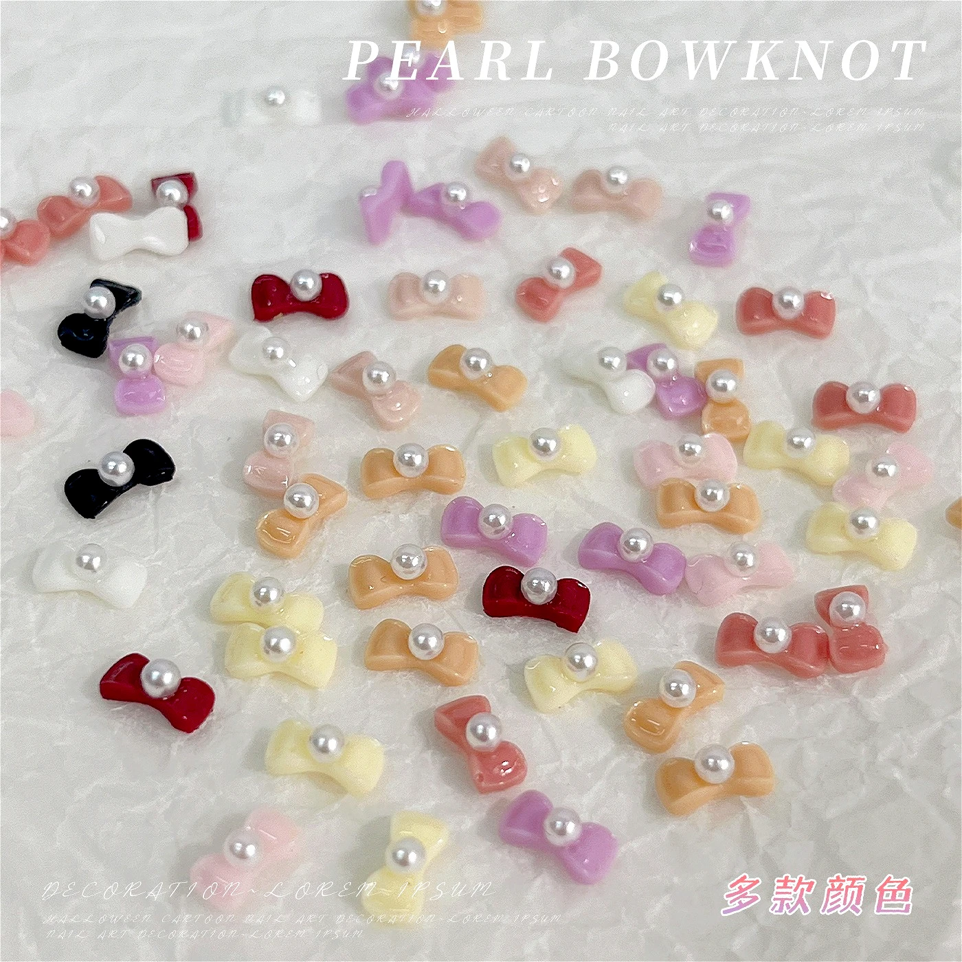 프랑스 Bowknot 진주 나비 넥타이 귀여운 수지 작은 리본 매력 달콤한 네일 아트 장식 매니큐어 도구 DIY 액세서리 도매