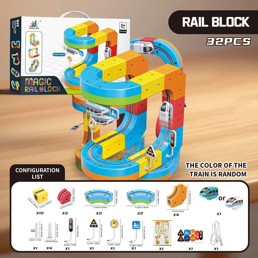 New Children'S Educational Electric Magnetic Levitation Train Track Cube 3d Boy Diy Magnetic Assembly Toys Train Car Xmas Gifts