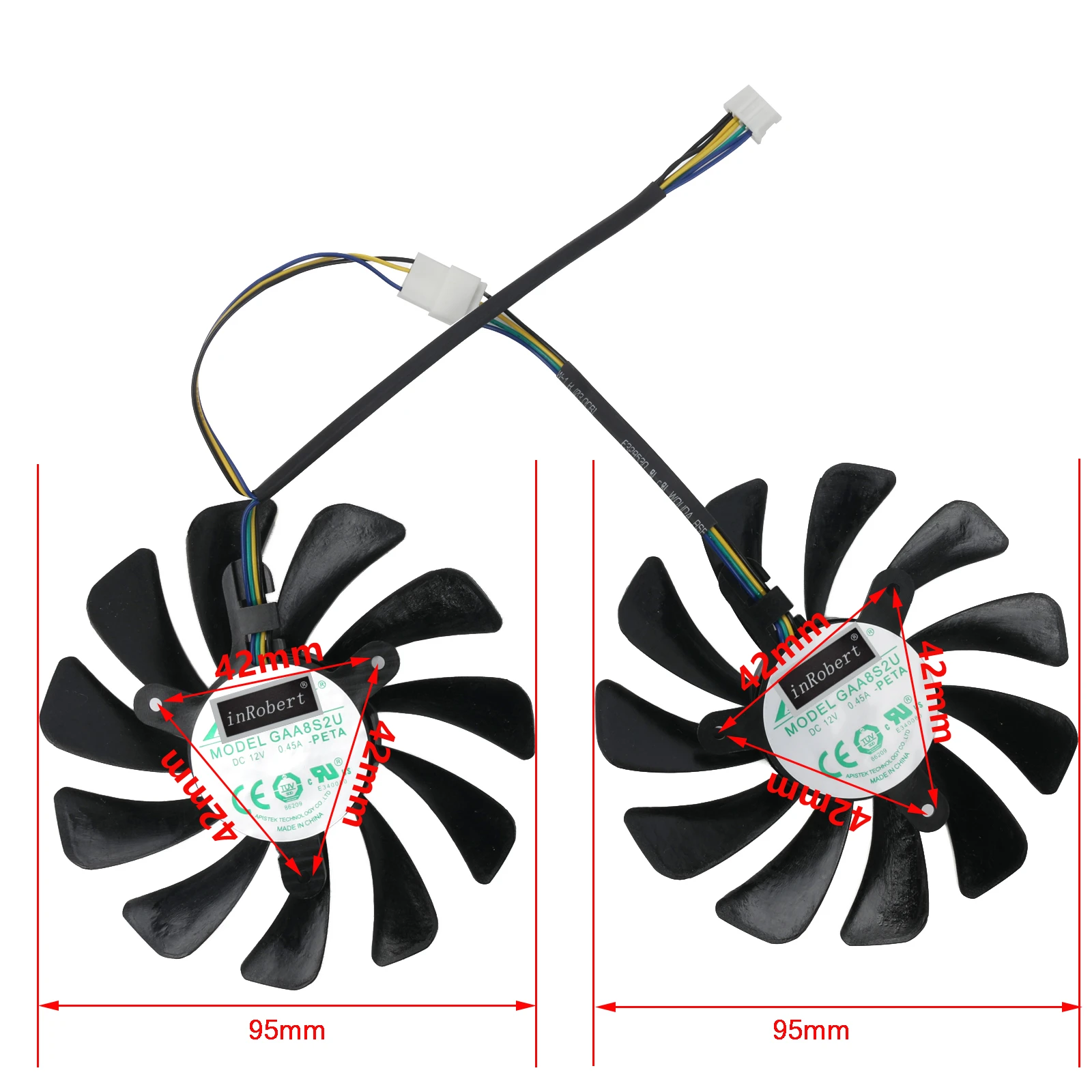 fã da Placa de Vídeo para Powercolor Vermelho Diabo Radeon rx 580 rx 590 Ventilador de Refrigeração Gráficos Novo 95 mm Gaa8s2u 12v 0.45a 4pin - Imagem 2