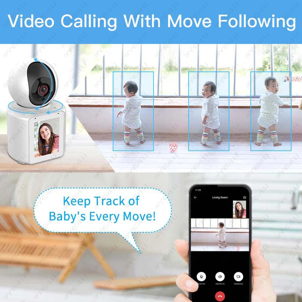 1080P Baby Monitor Camera HD Two Way Audio Video Babyphone