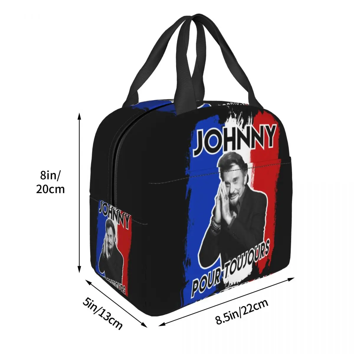 Johnny Hallyday Forever Lunch Bag Portable Insulated Canvas Cooler Bags Rock Music Thermal Picnic Tote for Women Children