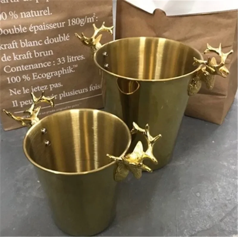European champagne barrel rack stainless steel ice bucket bar KTV Wine Chiller Bottle Cooler Beer Chiller Ice Barrel Silver Gold