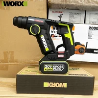 Worx Rotary Hammer Brushless WU380S 20v 1.7J 1700rpm 5300ipm Round Handle with Two Pits and Slots Share Green Battery Platform 1