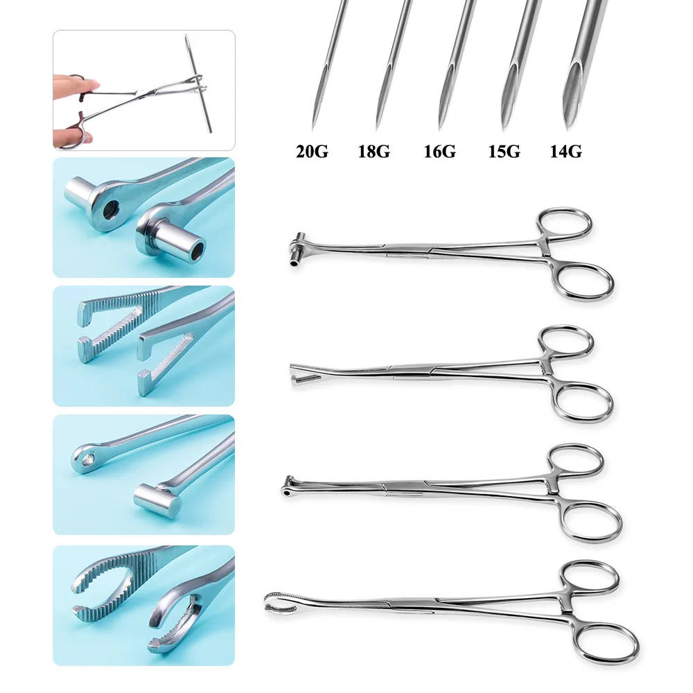 1/7PCS Piercing Tools Septum Forcep Stainless Steel Needle Clamp Body  Piercing Tool Professional Puncture Tool for Eyebrow Piere - AliExpress